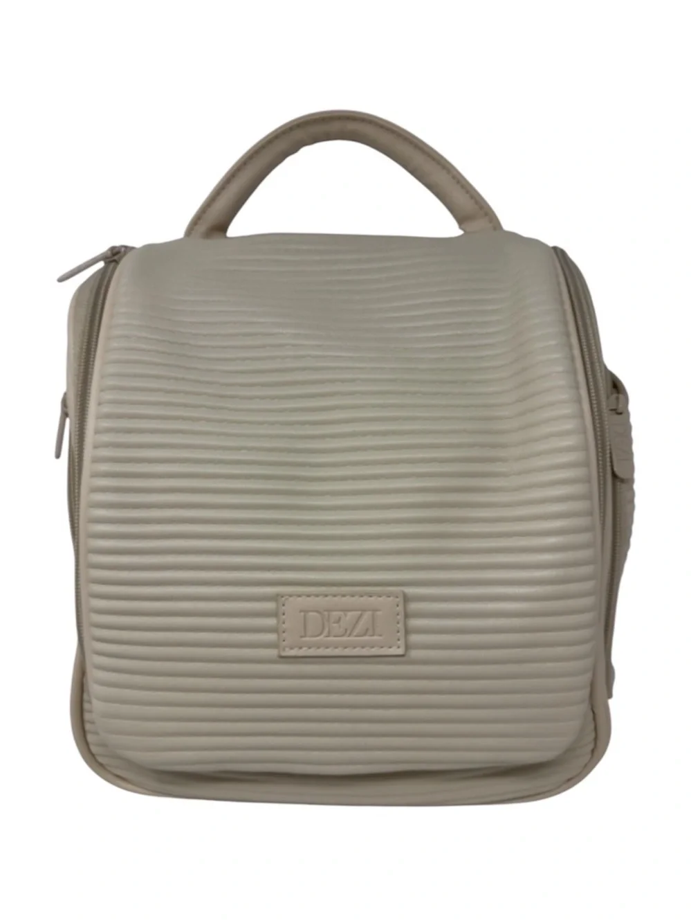 DEZI Ivory Ribbed Top-Handle Backpack - Picture 1 of 9